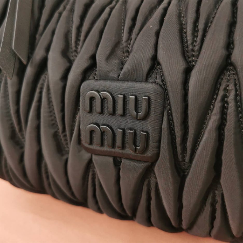 Miu Wander matelasse regenerated nylon hobo bag